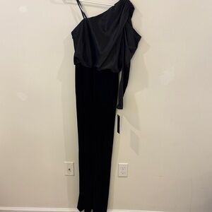 Aidan Mattox Black One-Shoulder Jumpsuit